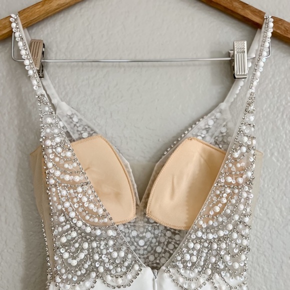 Lulus True Love White Beaded Rhinestone Maxi Dress xxs - Picture 8 of 15